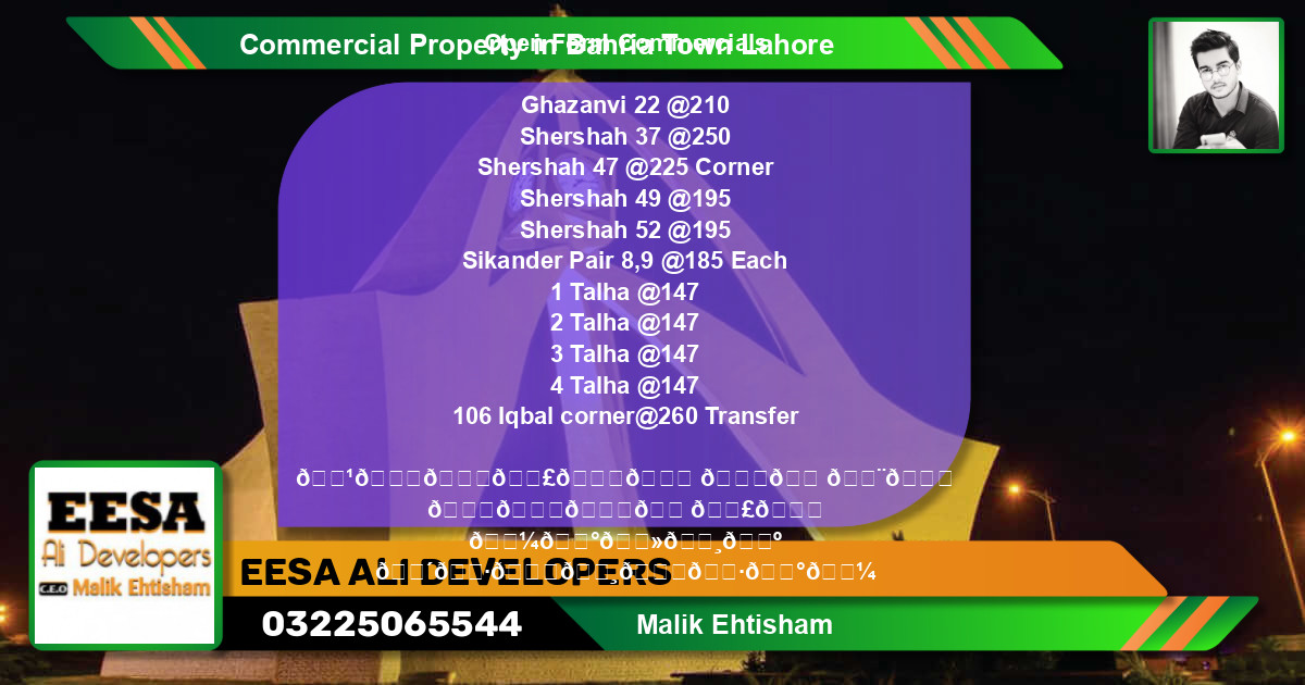Commercial Property for Sale in Bahria Town, Lahore - (BP-46869)