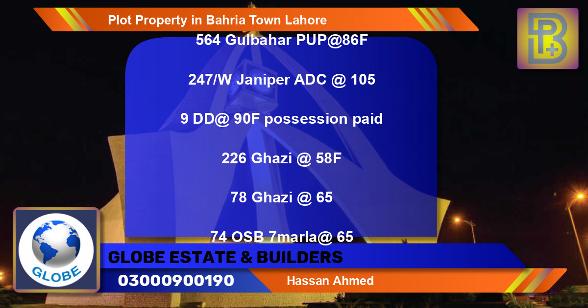 Residential Plot for Sale in Bahria Town, Lahore - (BP-46930)