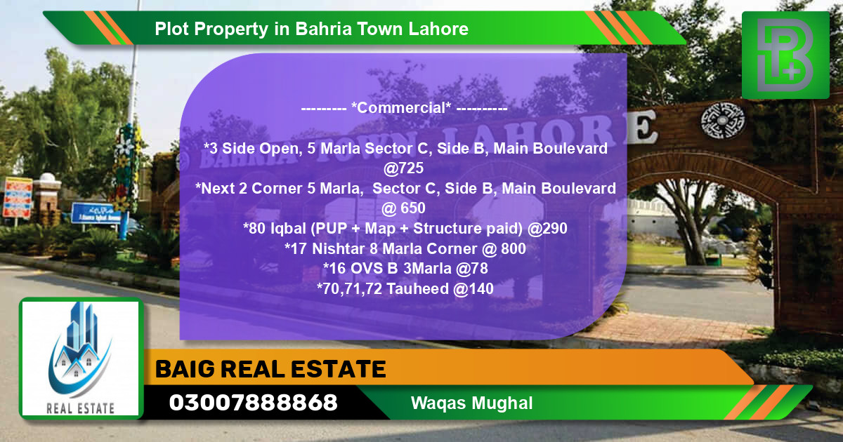 Commercial Plot for Sale in Bahria Town, Lahore - (BP-46953)