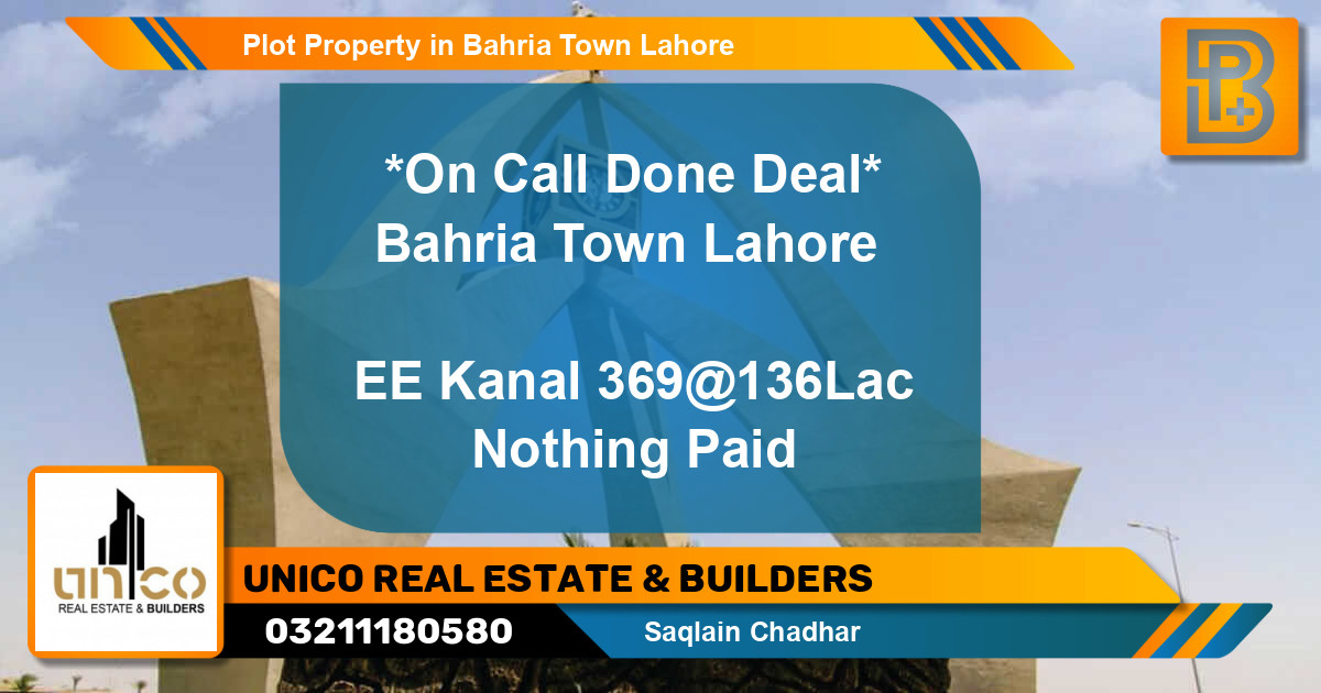 Residential Plot for Sale in Bahria Town, Lahore - (BP-46963)