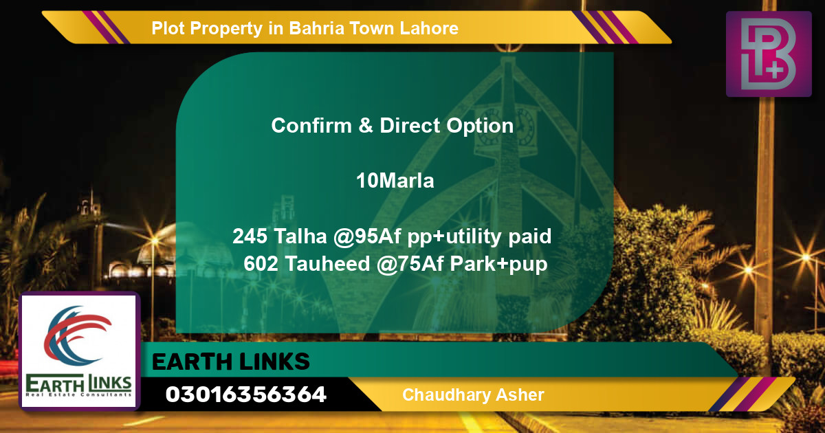 Residential Plot for Sale in Bahria Town, Lahore - (BP-46968)