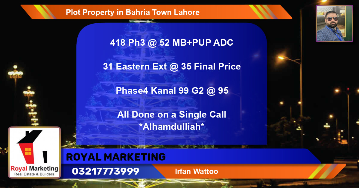 Residential Plot for Sale in Bahria Town, Lahore - (BP-46974)