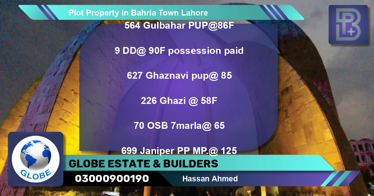 Residential Plot for Sale in Bahria Town, Lahore - (BP-46986)