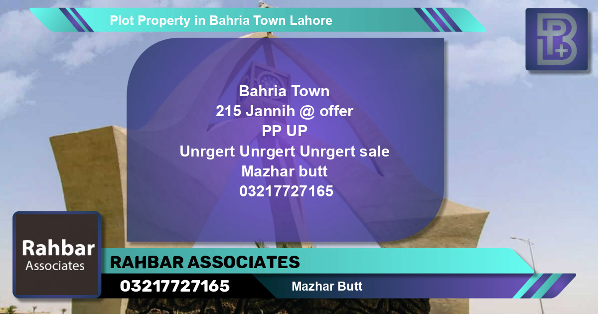 Residential Plot for Sale in Bahria Town, Lahore - (BP-46996)