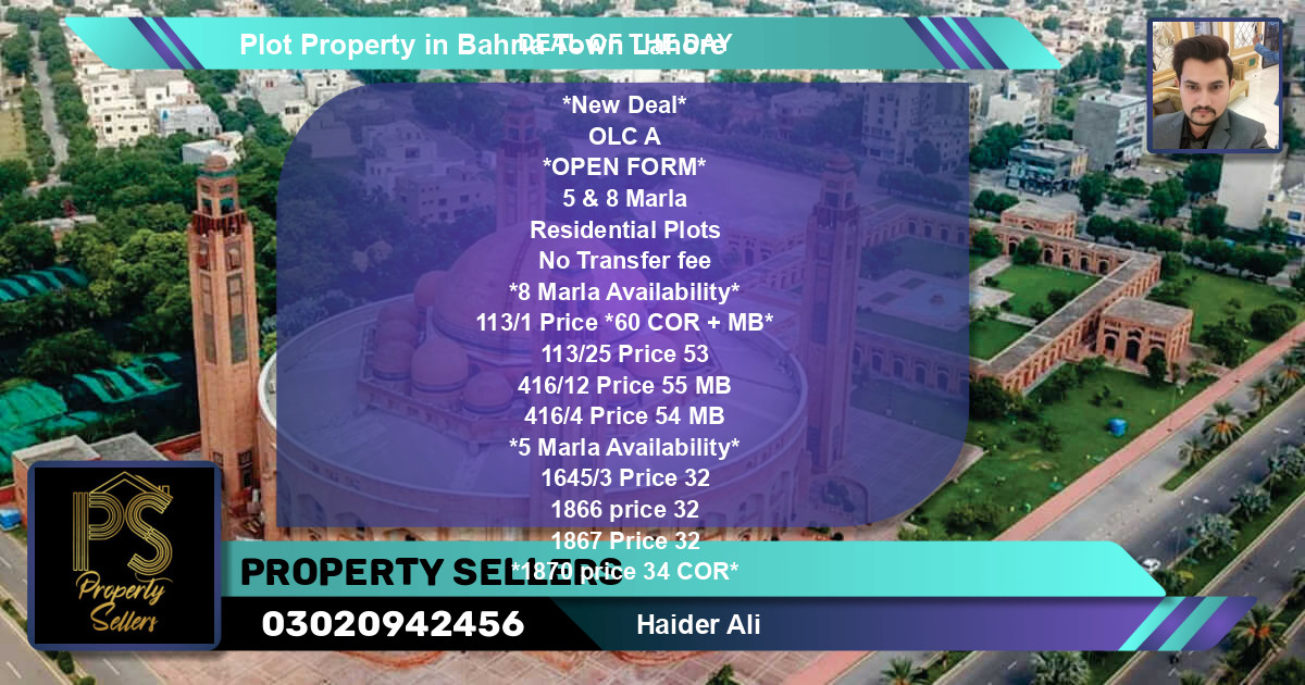 Residential Plot for Sale in Bahria Town, Lahore - (BP-47004)