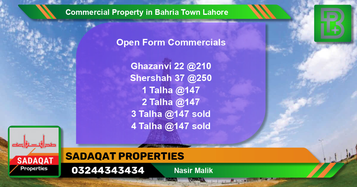 Commercial Property for Sale in Bahria Town, Lahore - (BP-47013)