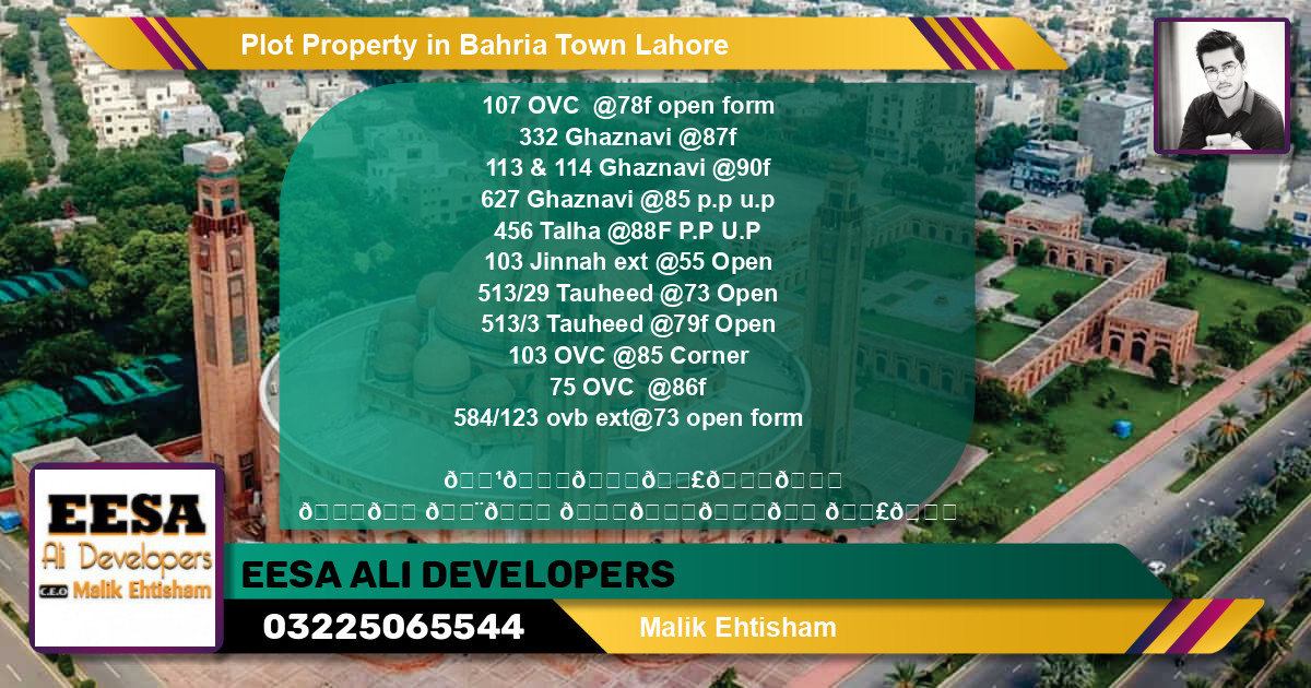 Residential Plot for Sale in Bahria Town, Lahore - (BP-47015)