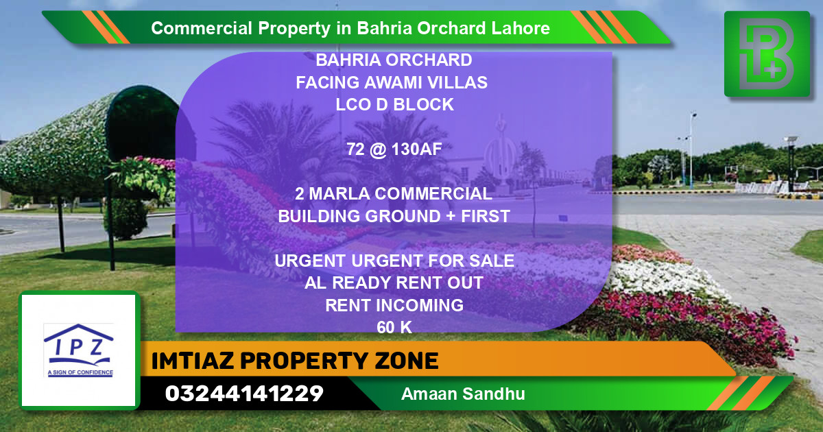 Commercial Property for Rent in Bahria Orchard, Lahore - (BP-47256)