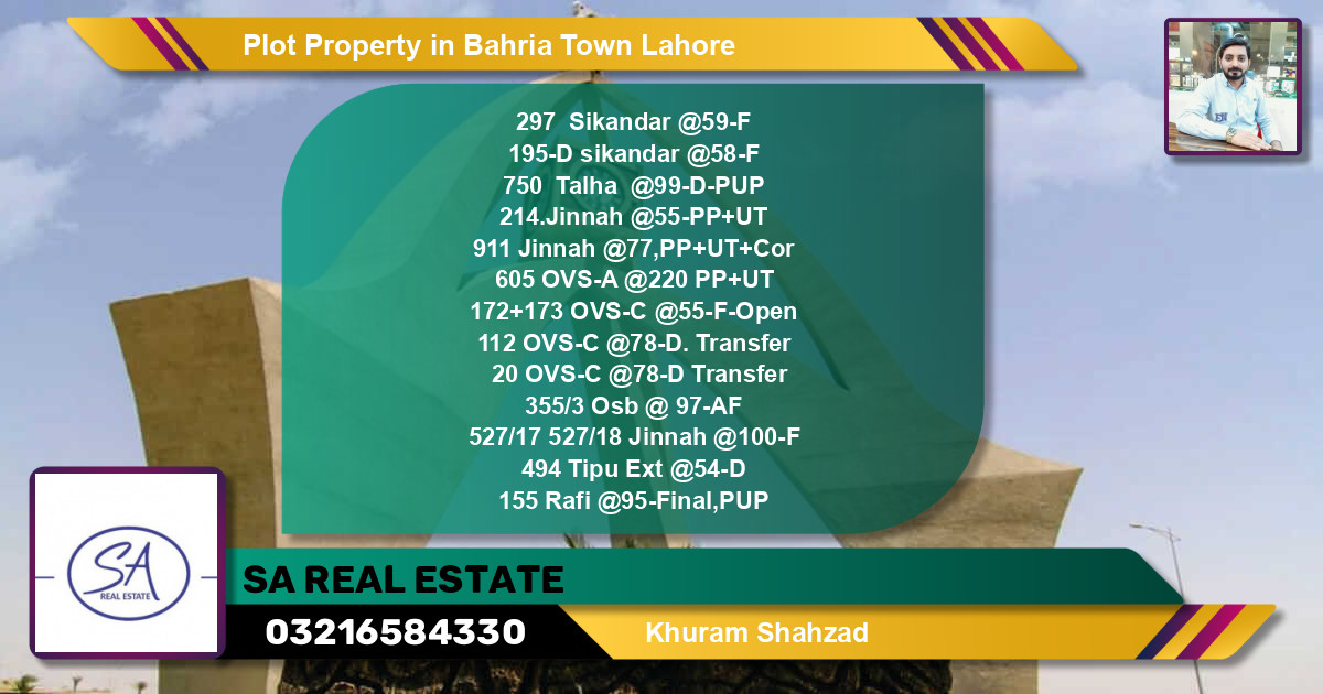 Residential Plot for Sale in Bahria Town, Lahore - (BP-47413)