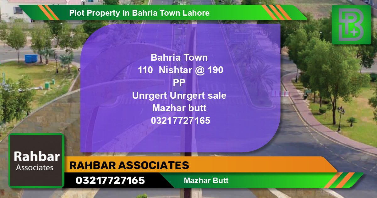 Residential Plot for Sale in Bahria Town, Lahore - (BP-47415)