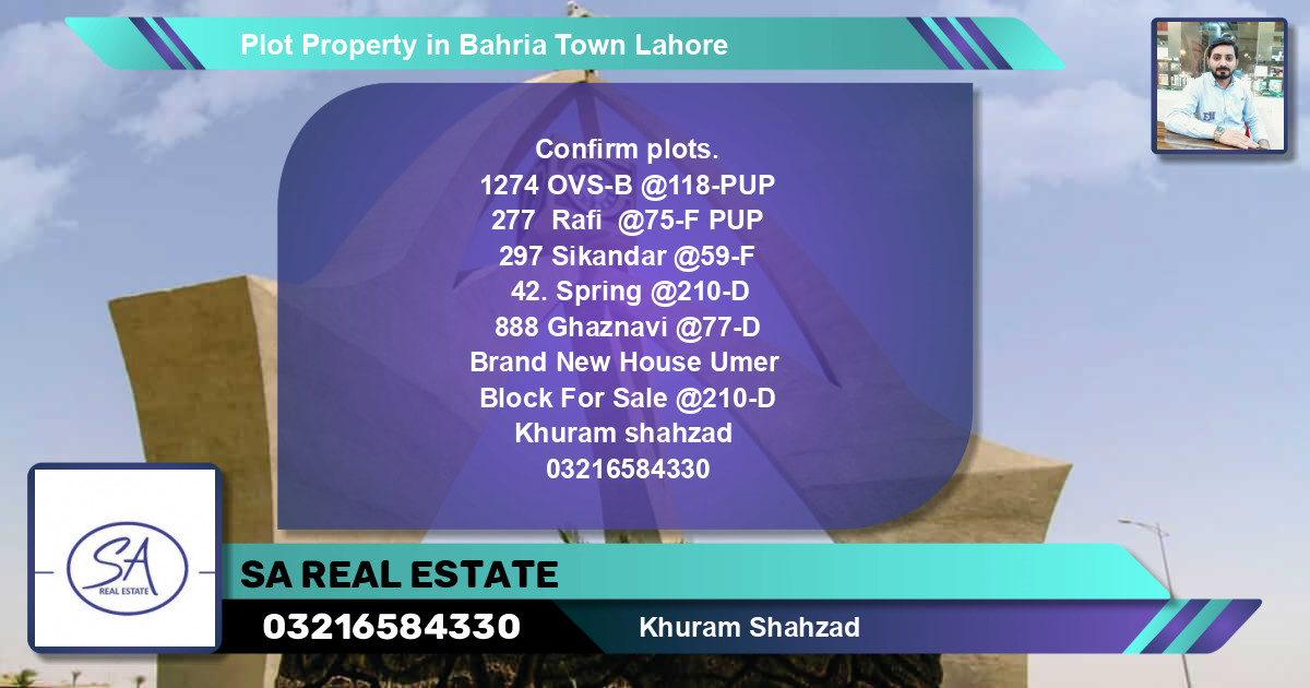 Residential Plot for Sale in Bahria Town, Lahore - (BP-47420)