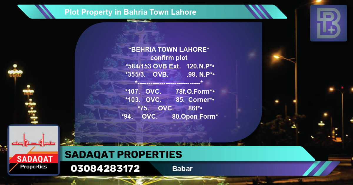 Residential Plot for Sale in Bahria Town, Lahore - (BP-47440)