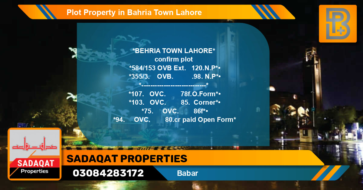 Residential Plot for Sale in Bahria Town, Lahore - (BP-47443)