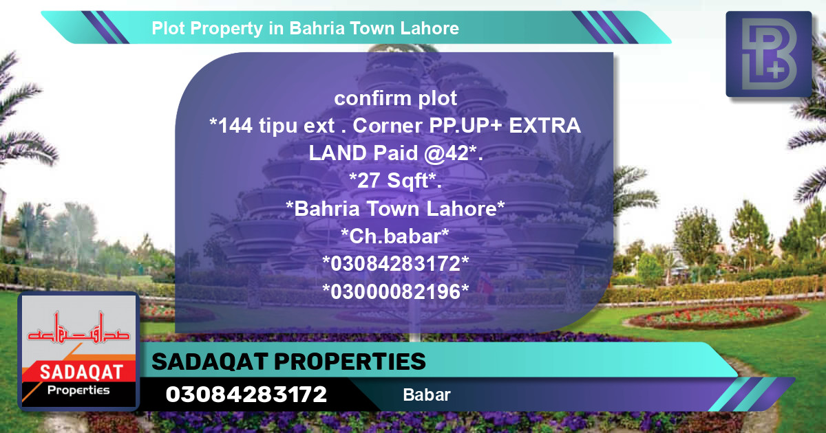 Residential Plot for Sale in Bahria Town, Lahore - (BP-47454)