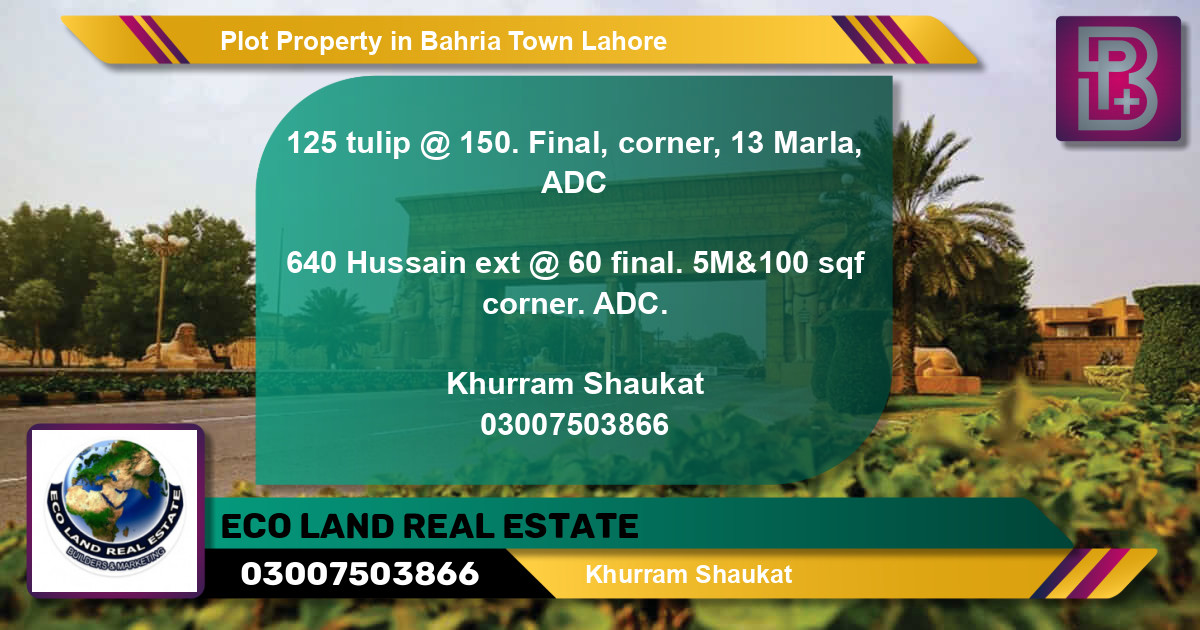 Residential Plot for Sale in Bahria Town, Lahore - (BP-47562)