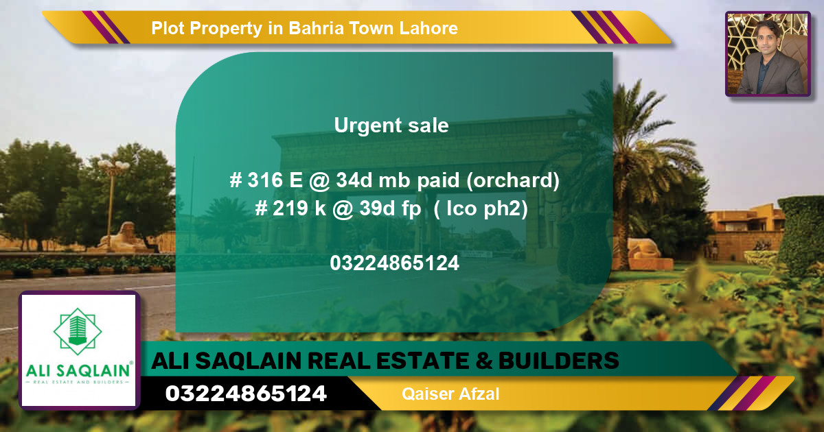 Residential Plot for Sale in Bahria Town, Lahore - (BP-47565)