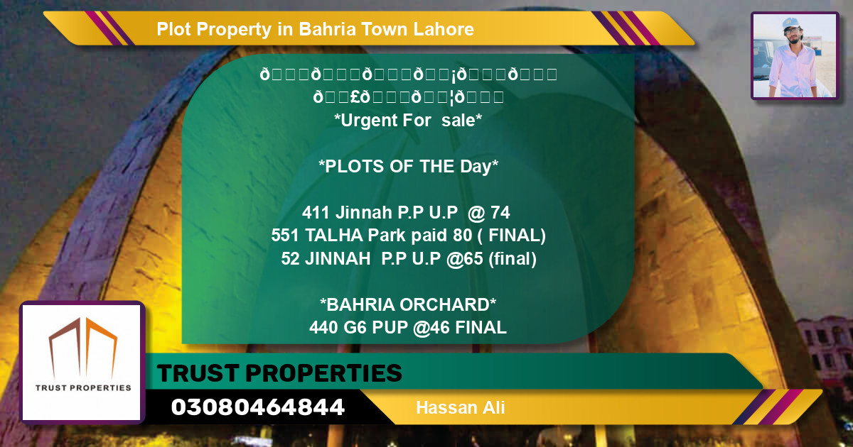 Residential Plot for Sale in Bahria Town, Lahore - (BP-47567)