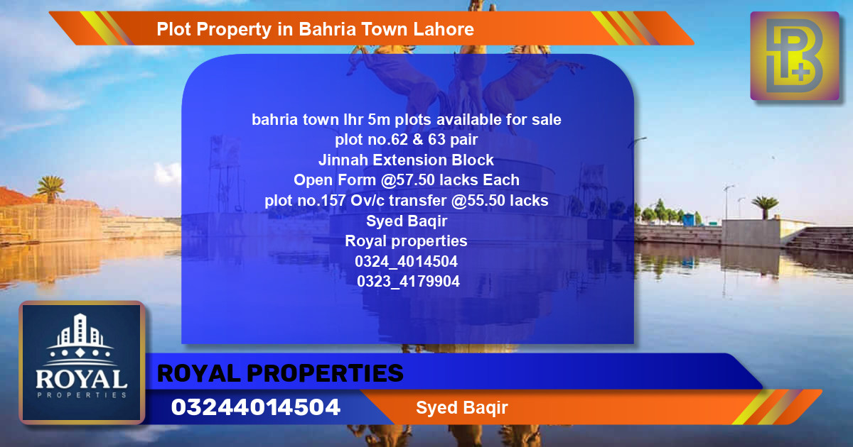 Residential Plot for Sale in Bahria Town, Lahore - (BP-47622)