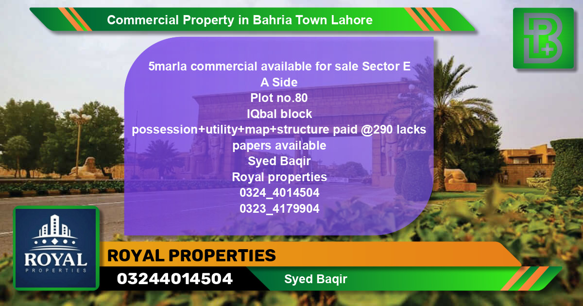 Commercial Property for Sale in Bahria Town, Lahore - (BP-47634)