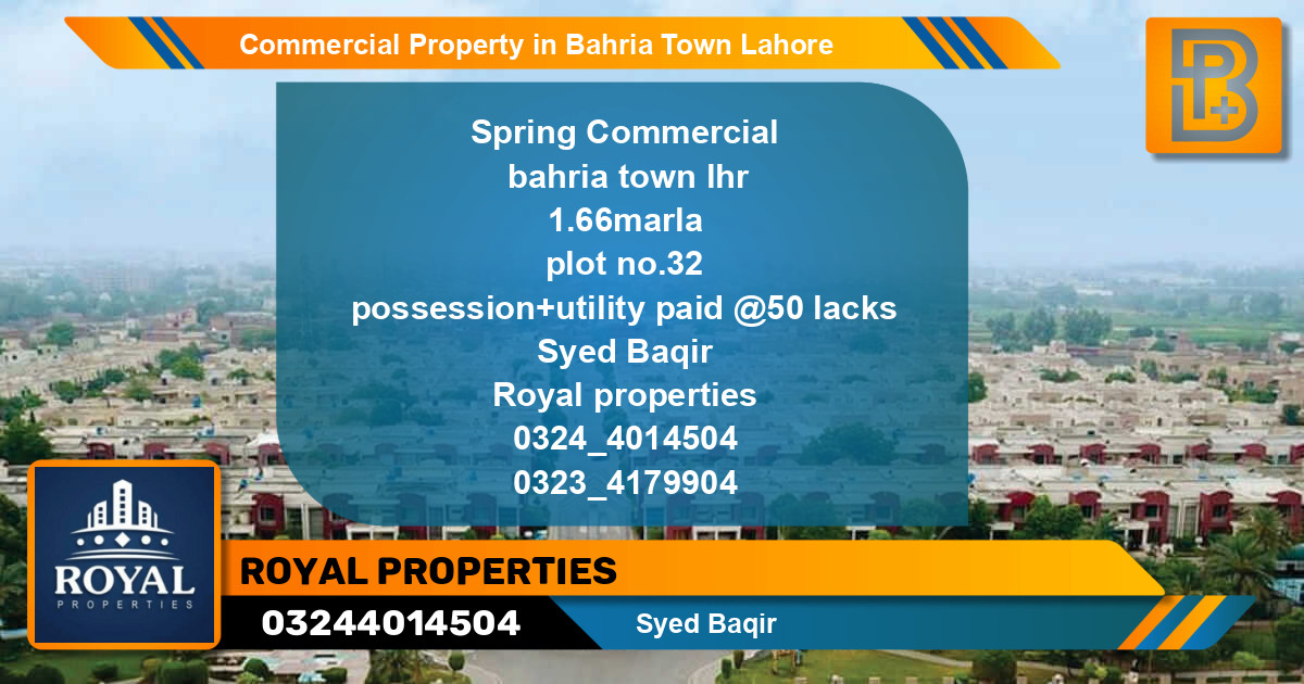 Commercial Property for Sale in Bahria Town, Lahore - (BP-47637)