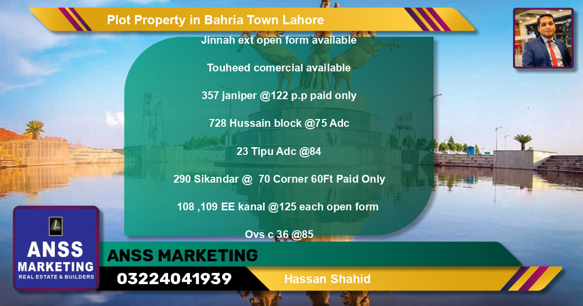 Residential Plot for Sale in Bahria Town, Lahore - (BP-47684)