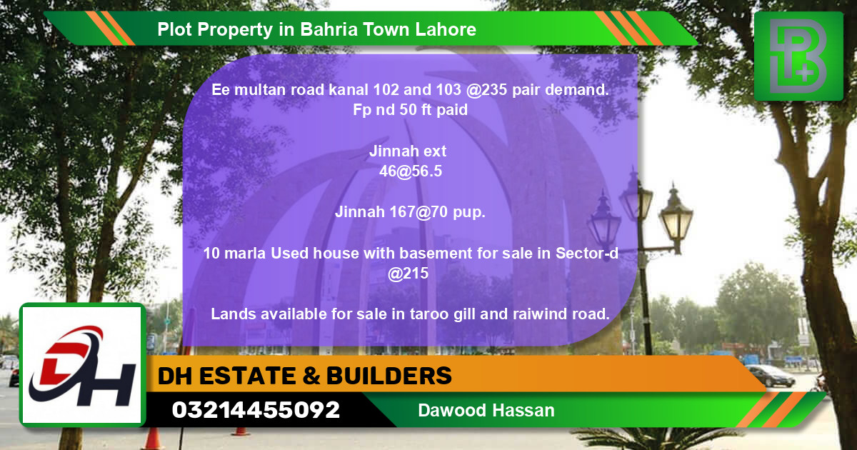 Residential Plot for Sale in Bahria Town, Lahore - (BP-47686)