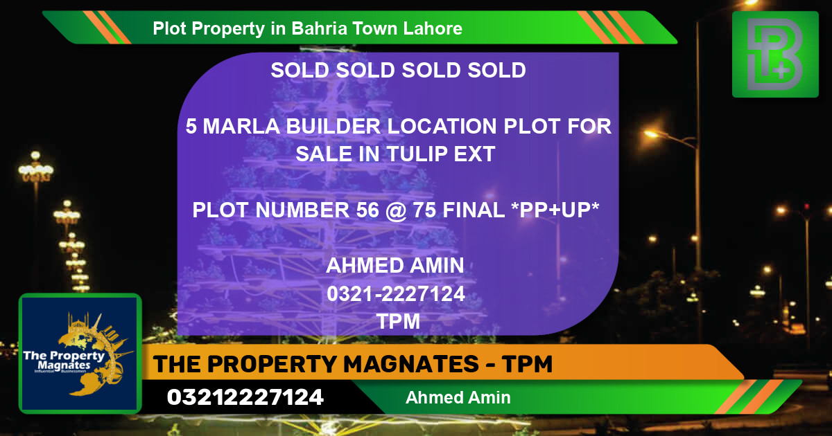 Residential Plot for Sale in Bahria Town, Lahore - (BP-47688)