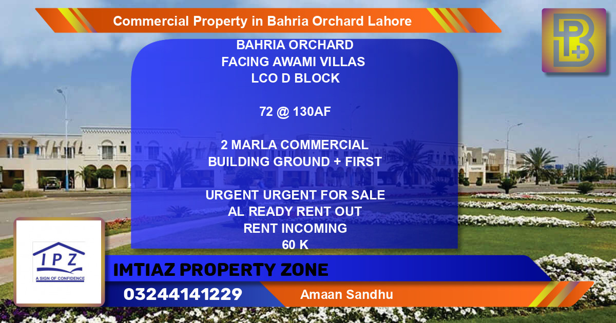 Commercial Property for Rent in Bahria Orchard, Lahore - (BP-47700)