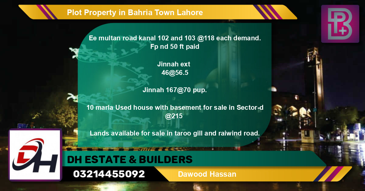 Residential Plot for Sale in Bahria Town, Lahore - (BP-47704)