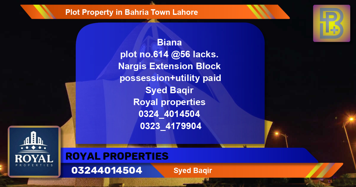 Residential Plot for Sale in Bahria Town, Lahore - (BP-47718)