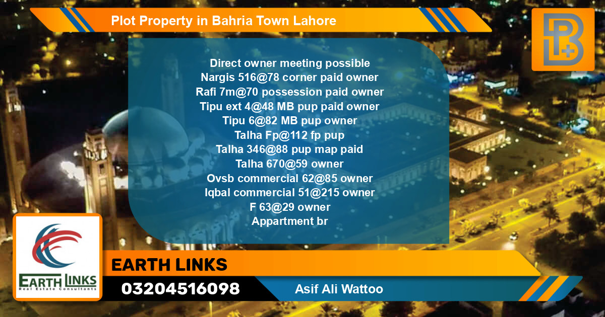 Commercial Plot for Sale in Bahria Town, Lahore - (BP-47720)