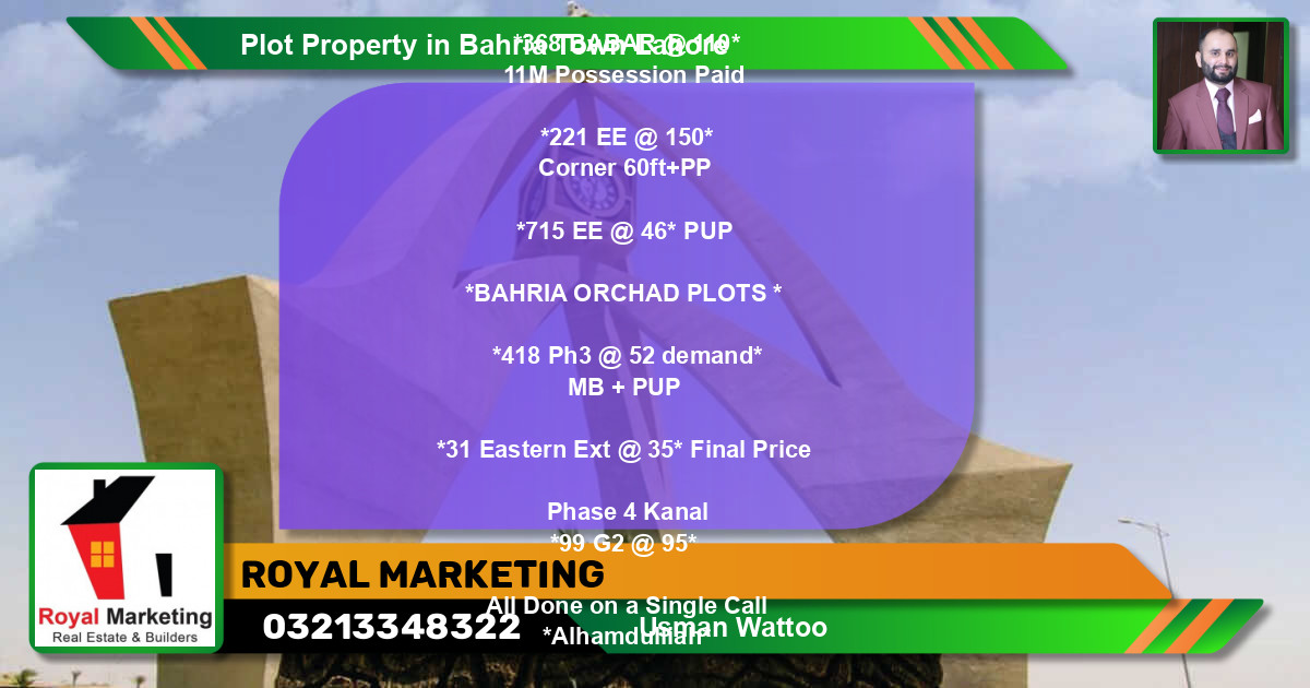 Residential Plot for Sale in Bahria Town, Lahore - (BP-47735)