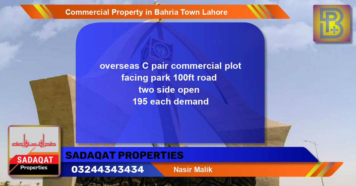 Commercial Property for Sale in Bahria Town, Lahore - (BP-47777)