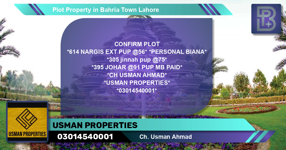 Residential Plot for Sale in Bahria Town, Lahore - (BP-47780)
