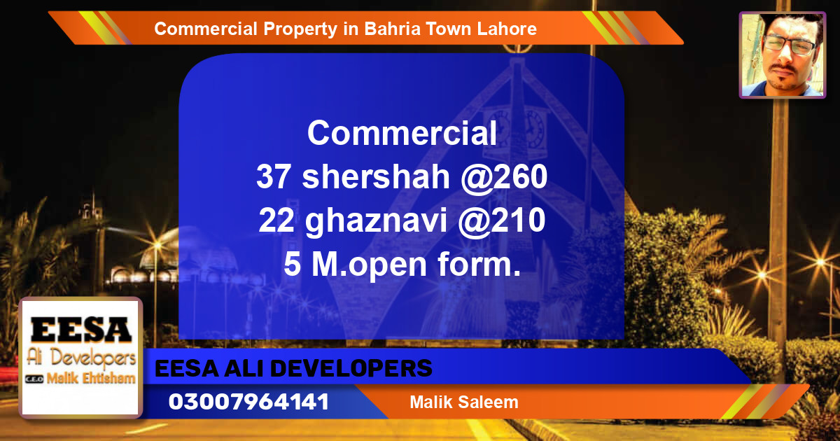 Commercial Property for Sale in Bahria Town, Lahore - (BP-47805)