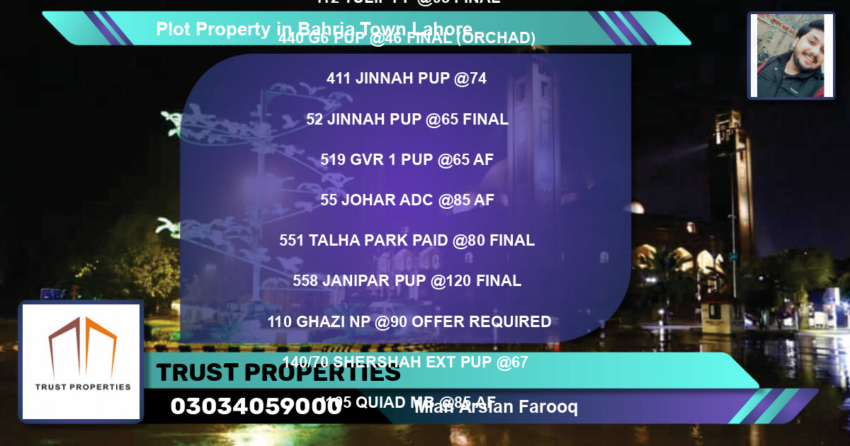 Residential Plot for Sale in Bahria Town, Lahore - (BP-47832)