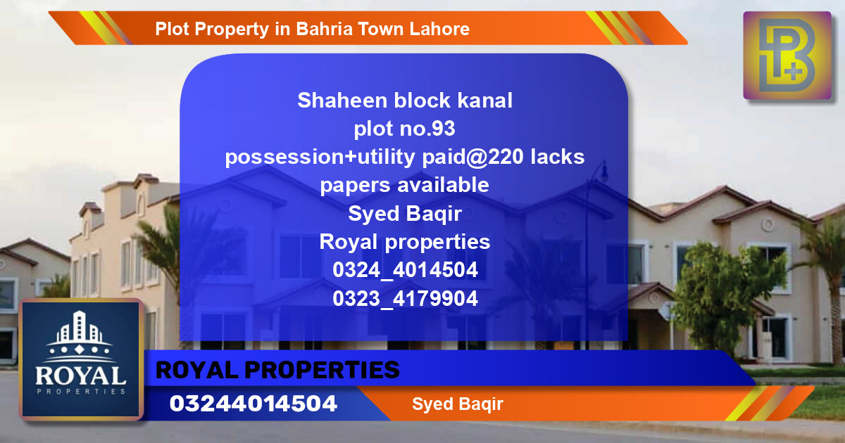 Residential Plot for Sale in Bahria Town, Lahore - (BP-47867)