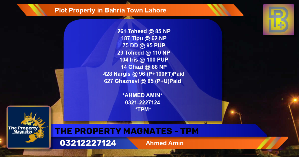 Residential Plot for Sale in Bahria Town, Lahore - (BP-47871)