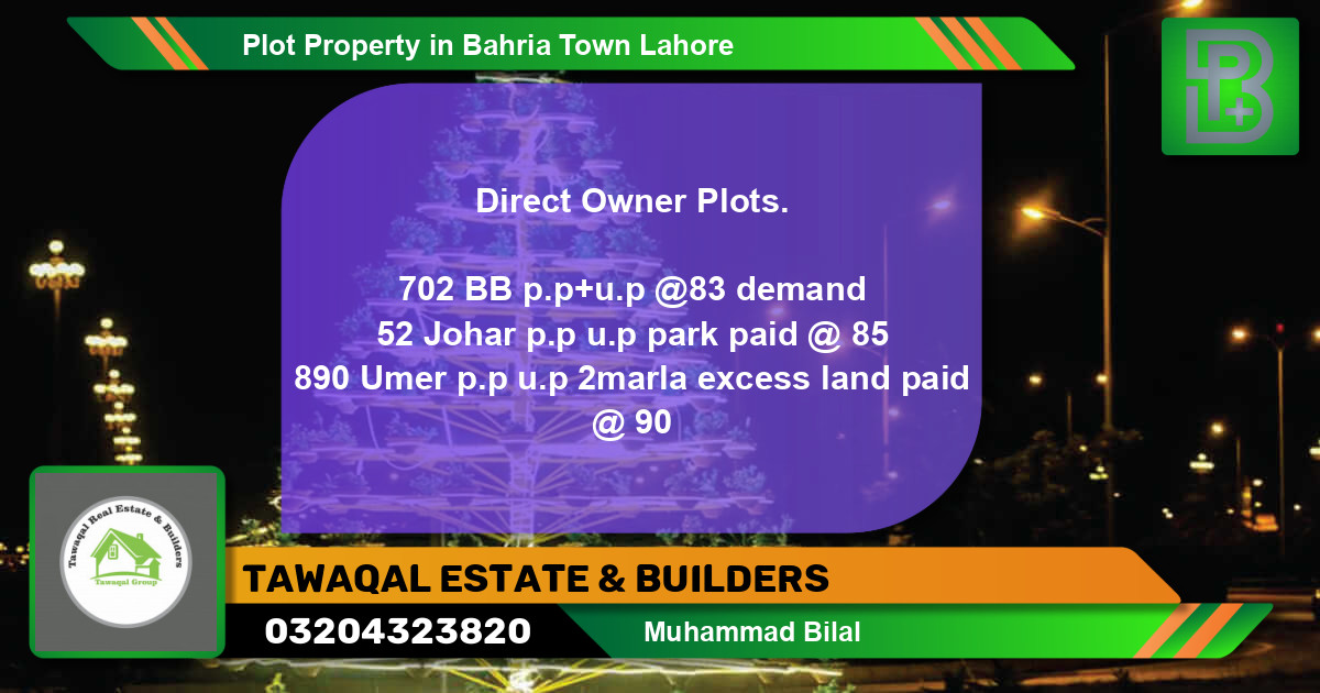 Residential Plot for Sale in Bahria Town, Lahore - (BP-47906)