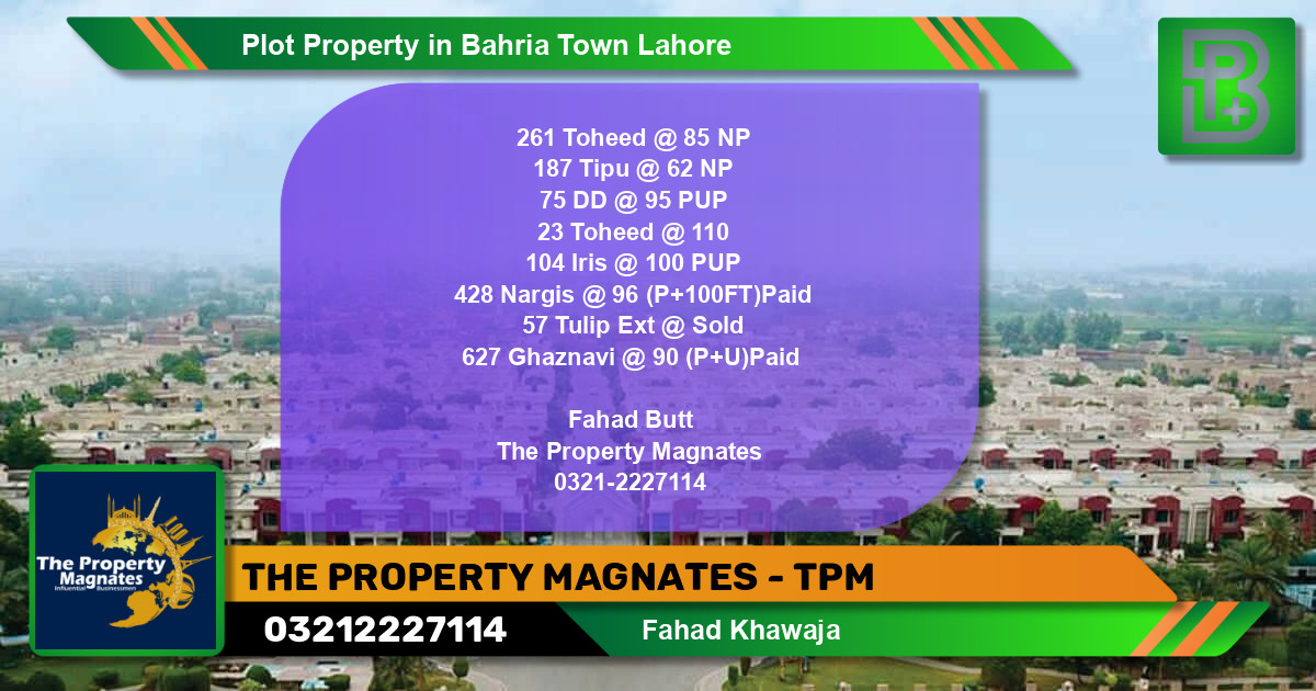 Residential Plot for Sale in Bahria Town, Lahore - (BP-47909)