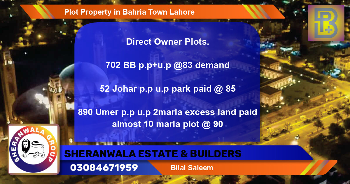 Residential Plot for Sale in Bahria Town, Lahore - (BP-47911)