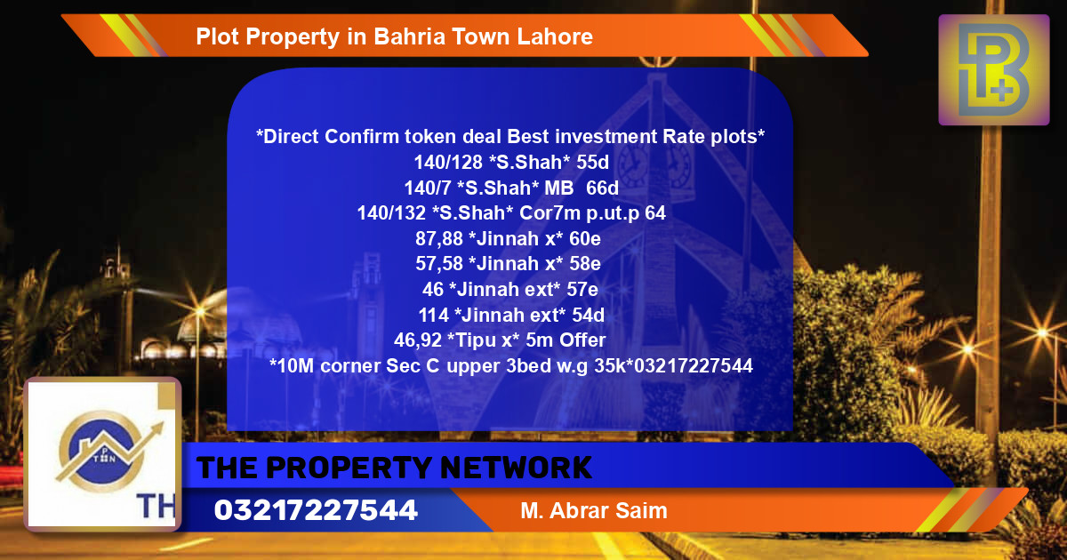 Residential Plot for Sale in Bahria Town, Lahore - (BP-47940)