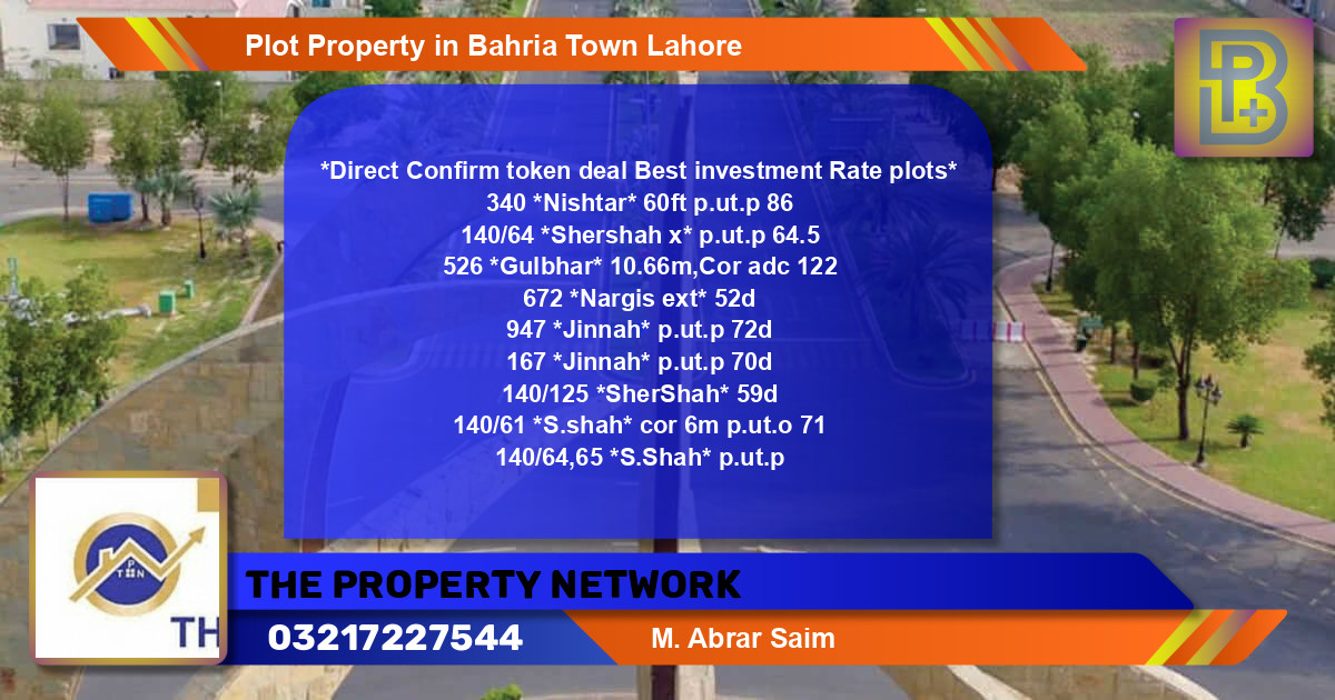 Residential Plot for Sale in Bahria Town, Lahore - (BP-47943)