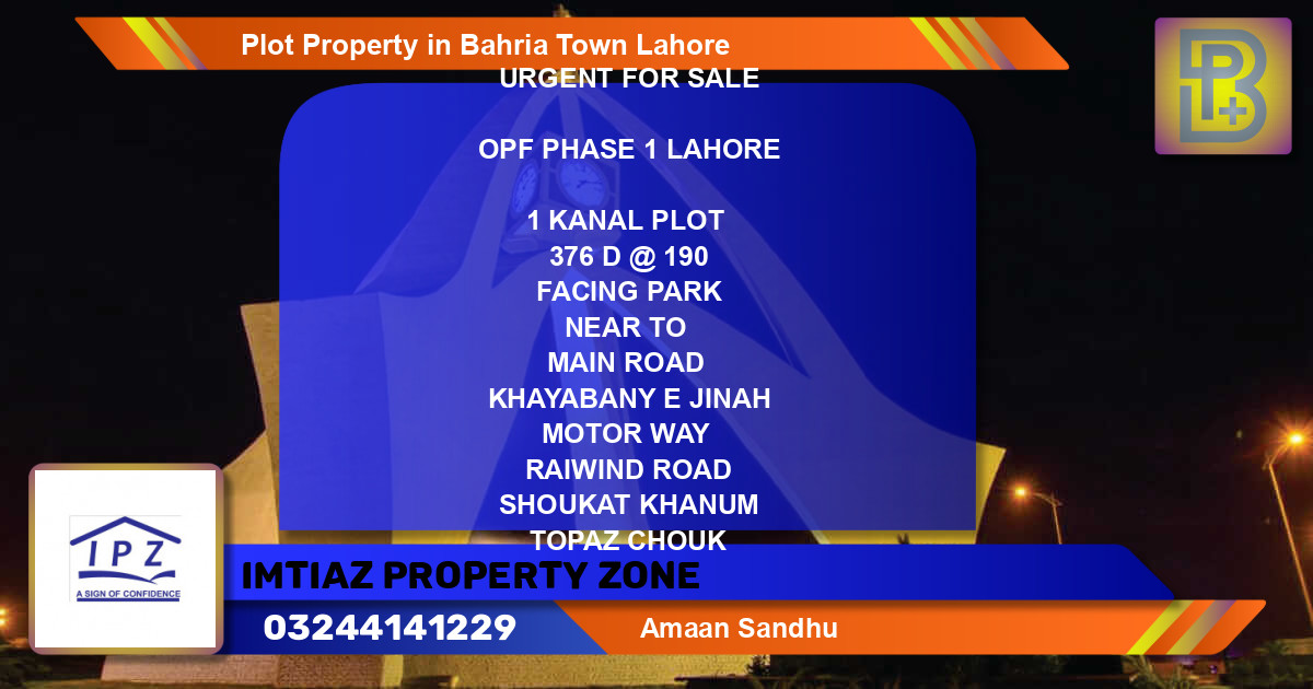 Residential Plot for Sale in Bahria Town, Lahore - (BP-47958)