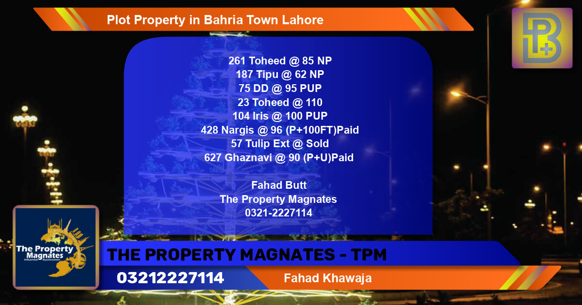 Residential Plot for Sale in Bahria Town, Lahore - (BP-47978)
