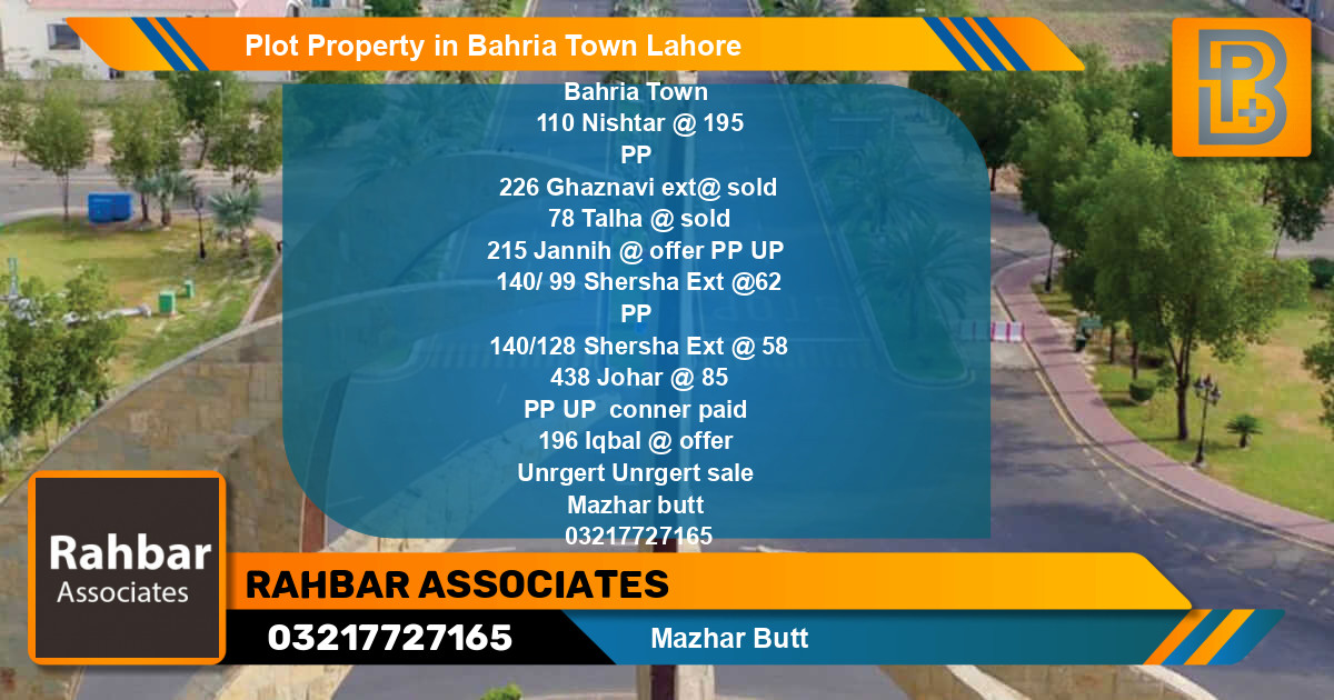 Residential Plot for Sale in Bahria Town, Lahore - (BP-48006)