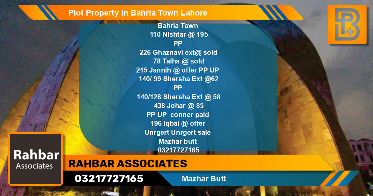 Residential Plot for Sale in Bahria Town, Lahore - (BP-48007)