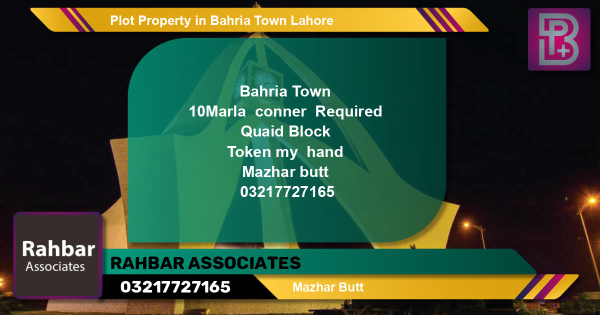 Residential Plot for Sale in Bahria Town, Lahore - (BP-48008)