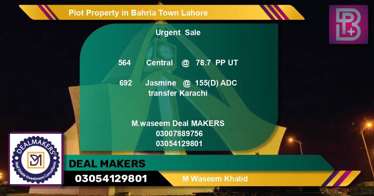 Residential Plot for Sale in Bahria Town, Lahore - (BP-48009)