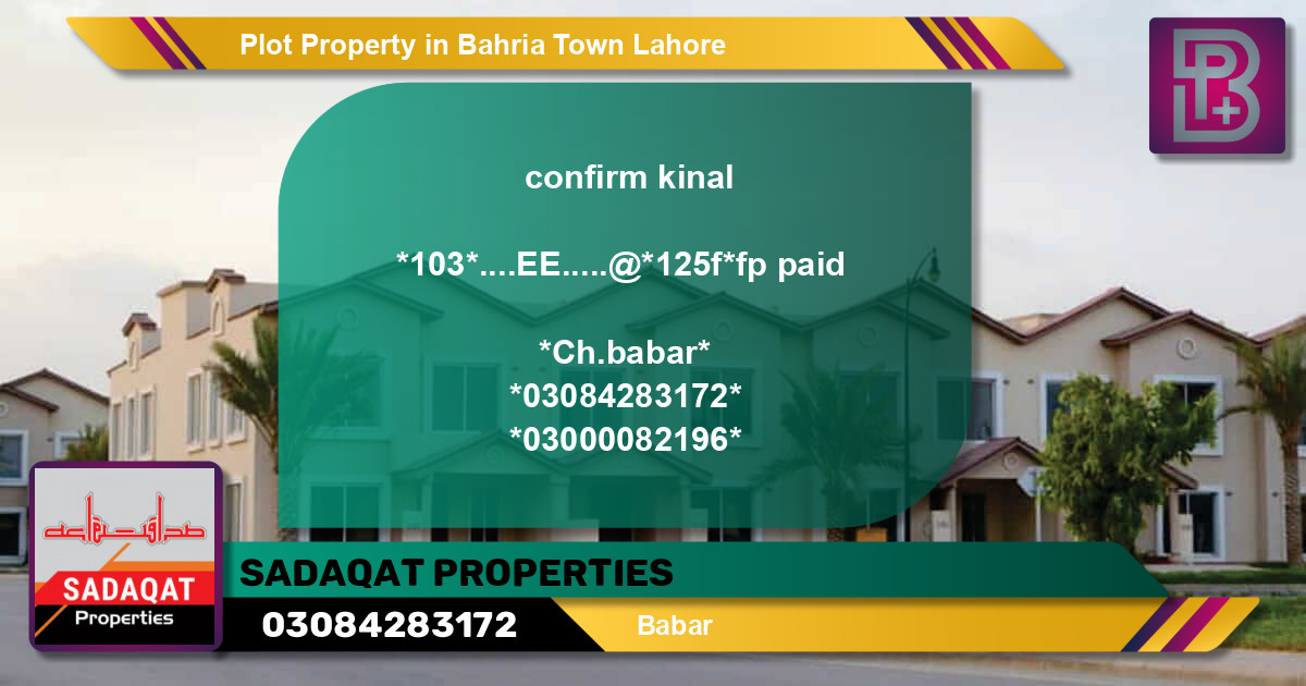 Residential Plot for Sale in Bahria Town, Lahore - (BP-48044)